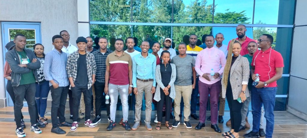 A group of Kinyarwanda-speaking TWB Community members in Kigali, Rwanda at the Digital Transformation Center Rwanda